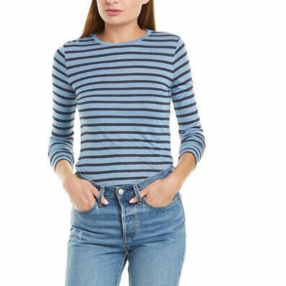 VINCE STRIPED VISCOSE LONG SLEEVE TOP SMALL NWOT - Picture 2 of 7